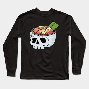 Kawaii Japanese Anime Skull Ramen for Halloween and Ramen Lovers Long Sleeve T-Shirt